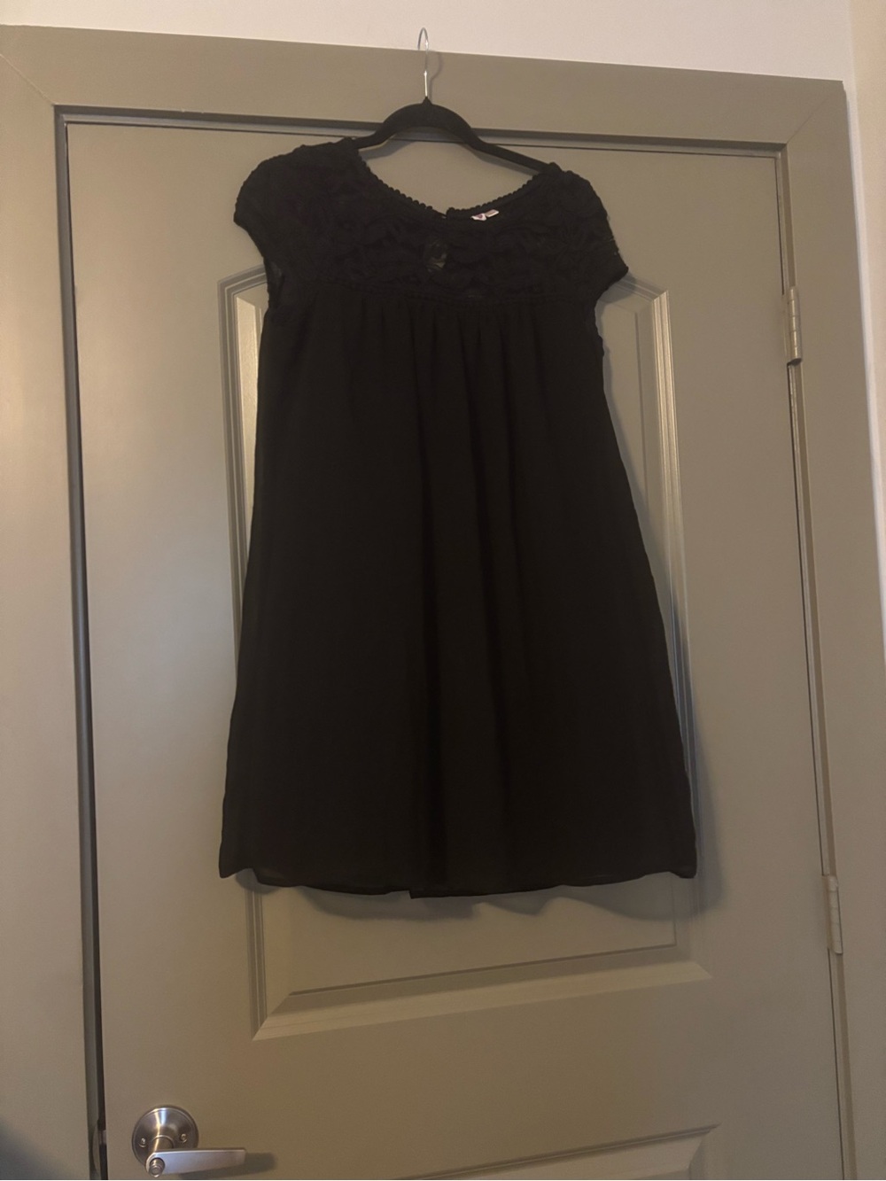 Black lace babydoll dress with button detail